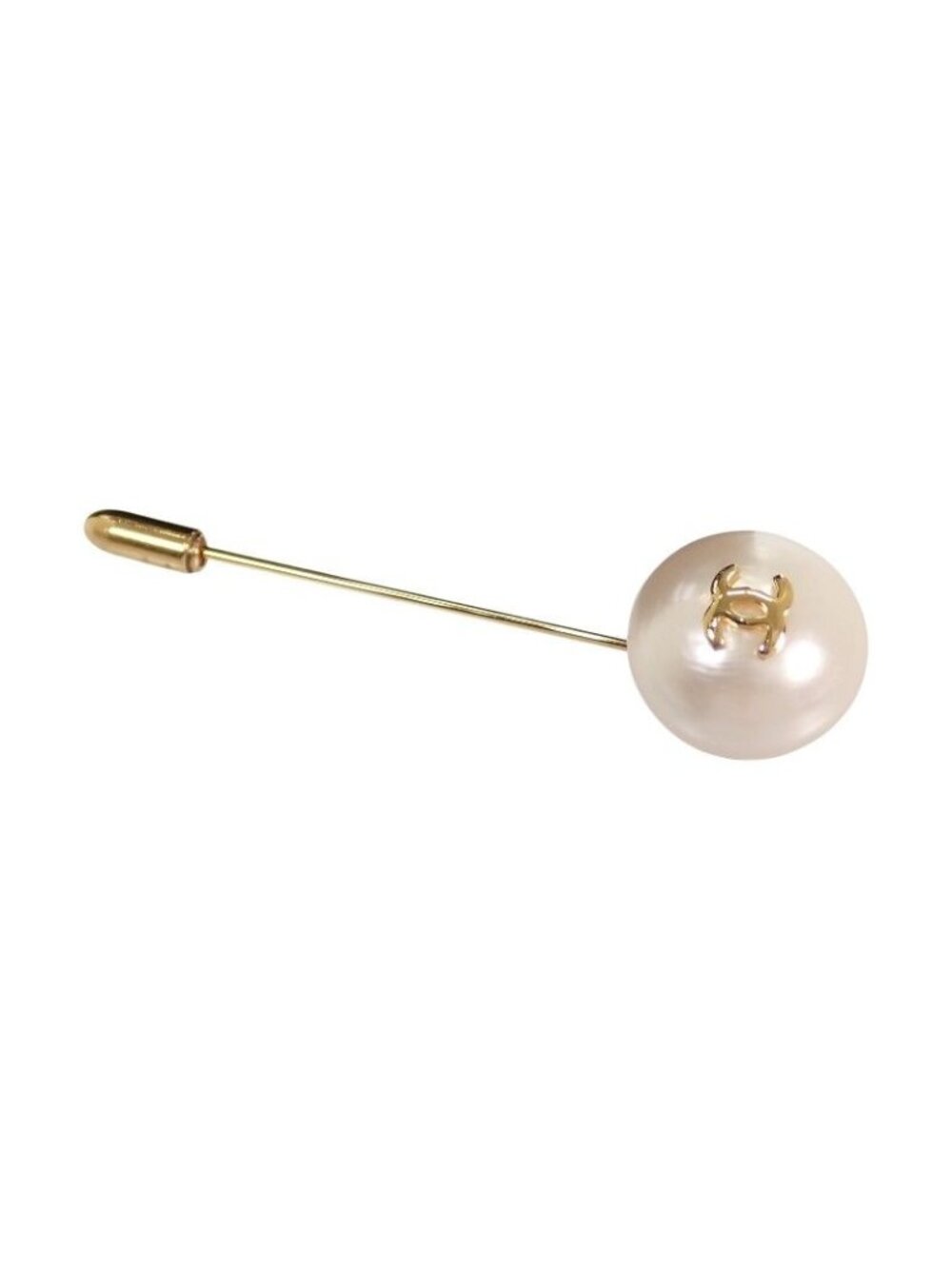 Chanel Pin Brooch Vintage Metal Faux Pearl CC Logo